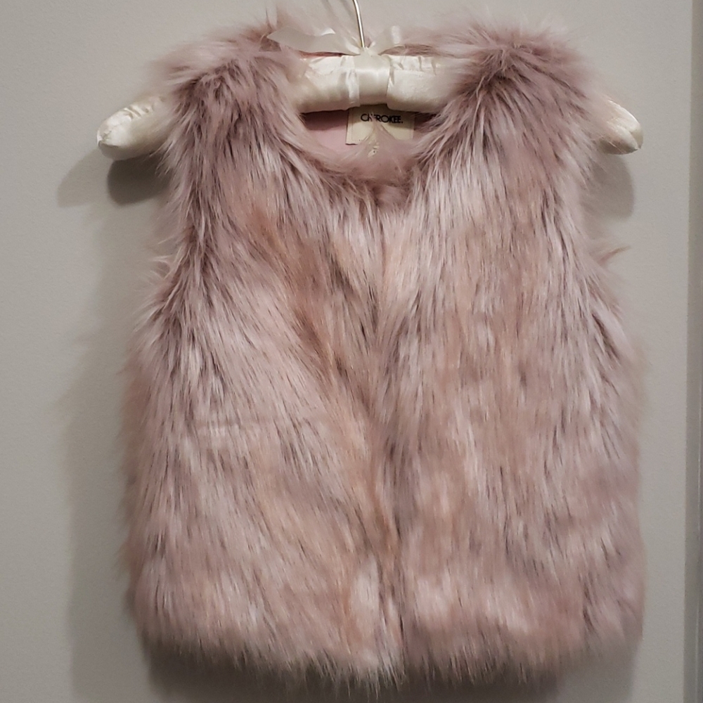 Cherokee Faux Fur Vest, Pink, Kids Medium (7/8)